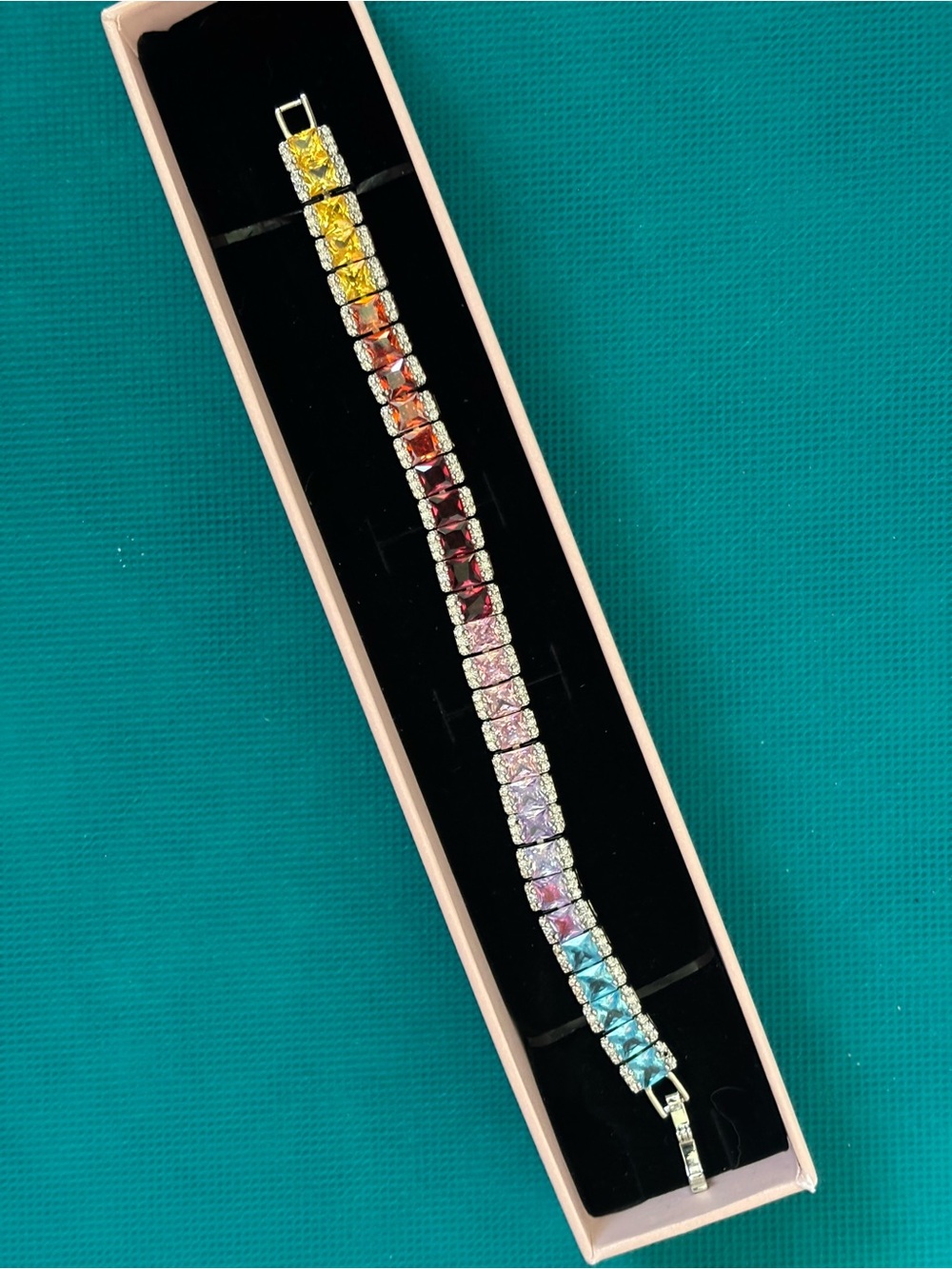 Multi-Color Crystal Tennis Bracelet - Picture 6 of 7